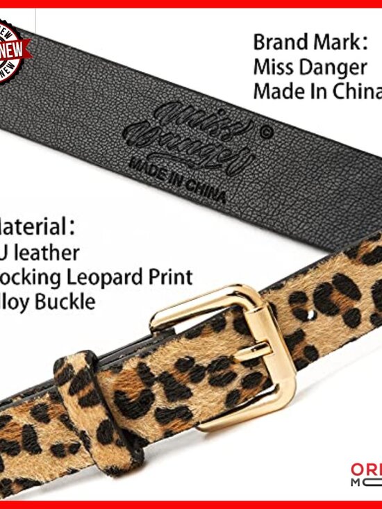 Leopard Print PU Leather Belt with Alloy Buckle, Adjustable Sizes for Pants main image 6